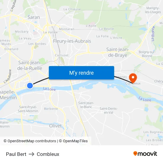 Paul Bert to Combleux map