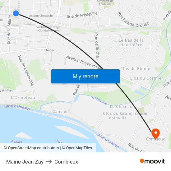 Mairie Jean Zay to Combleux map