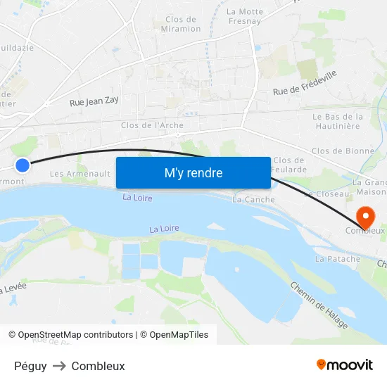 Péguy to Combleux map