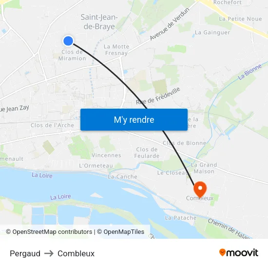 Pergaud to Combleux map