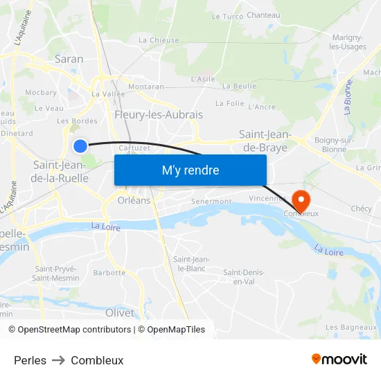 Perles to Combleux map