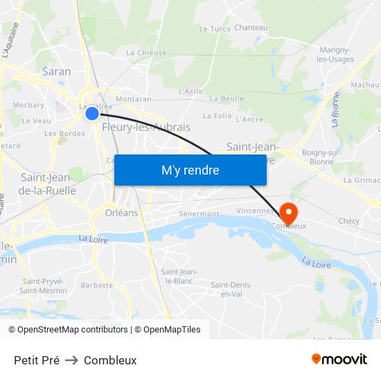Petit Pré to Combleux map