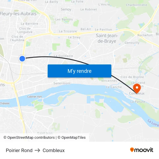 Poirier Rond to Combleux map