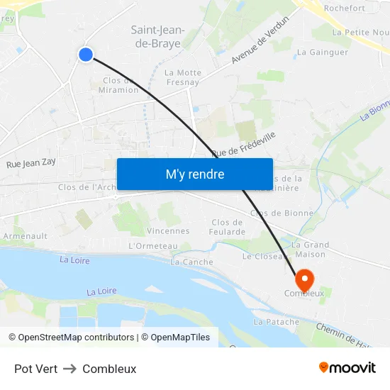 Pot Vert to Combleux map