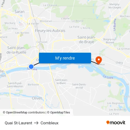 Quai St-Laurent to Combleux map
