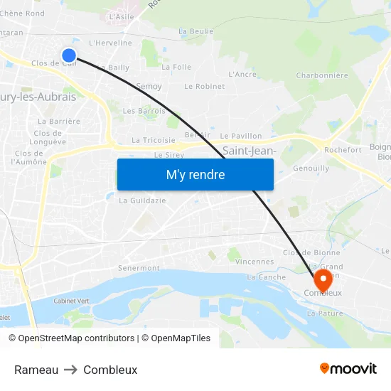 Rameau to Combleux map