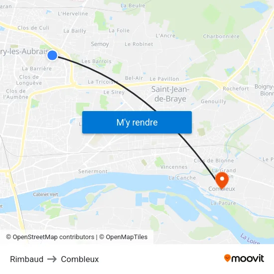 Rimbaud to Combleux map