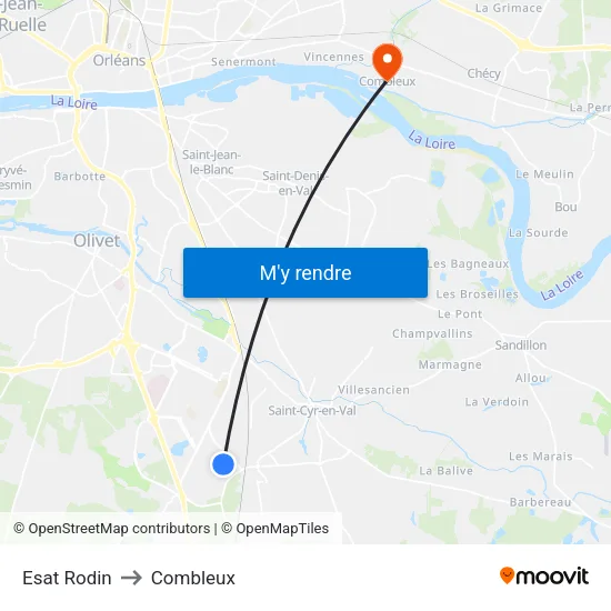 Esat Rodin to Combleux map
