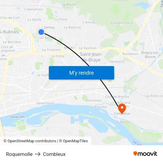 Roquemolle to Combleux map
