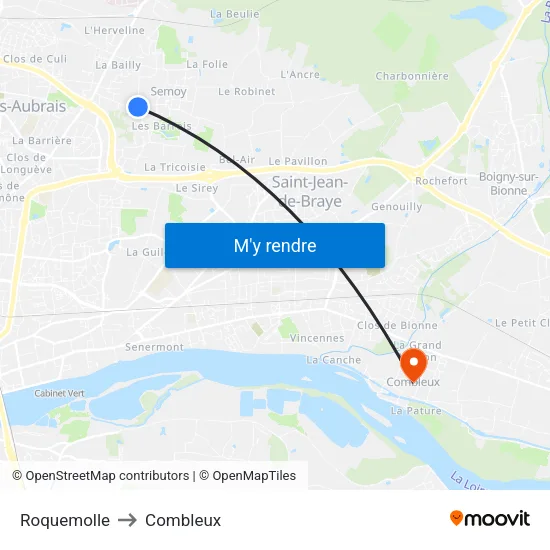 Roquemolle to Combleux map
