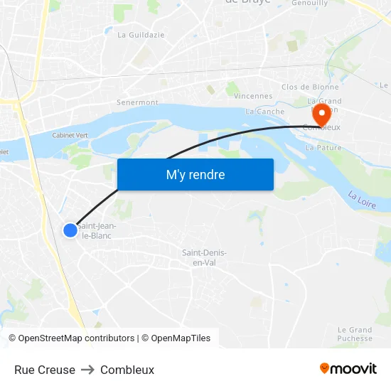 Rue Creuse to Combleux map