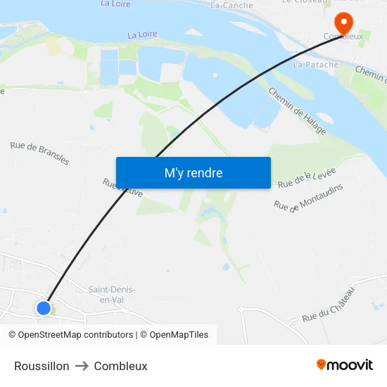 Roussillon to Combleux map