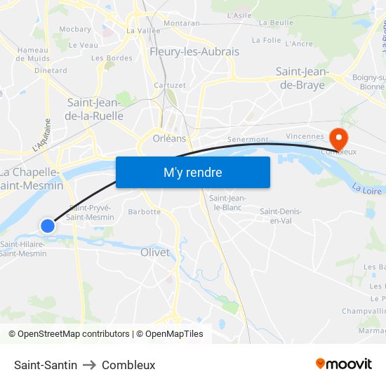 Saint-Santin to Combleux map