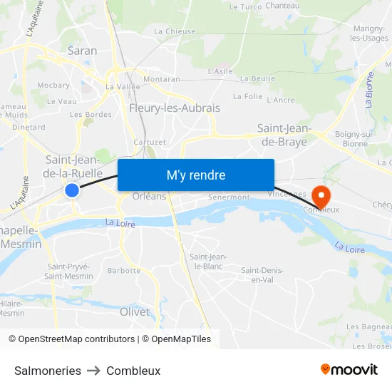 Salmoneries to Combleux map
