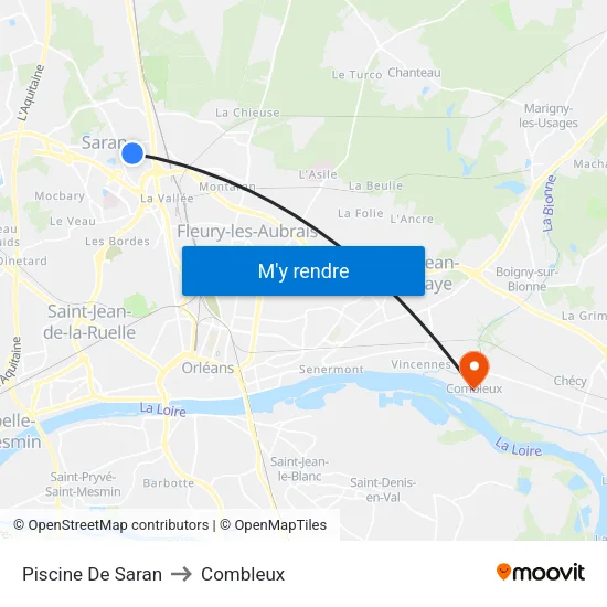 Piscine De Saran to Combleux map