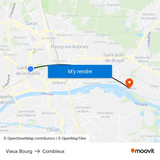Vieux Bourg to Combleux map