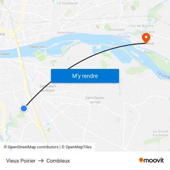 Vieux Poirier to Combleux map