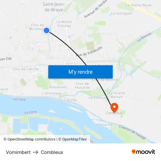 Vomimbert to Combleux map