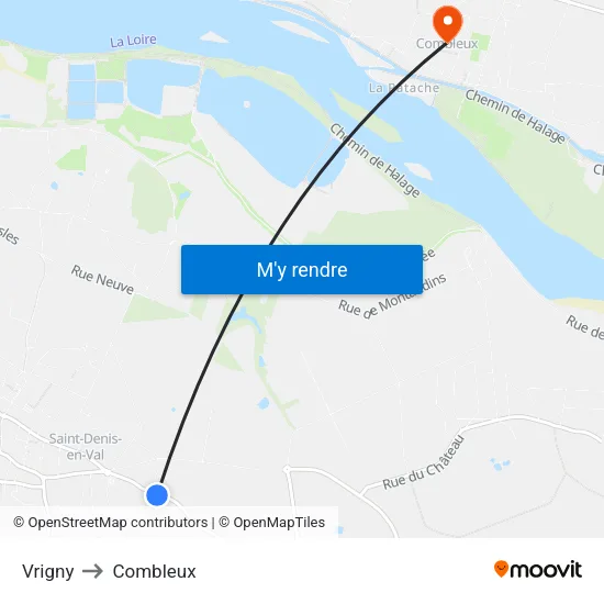 Vrigny to Combleux map