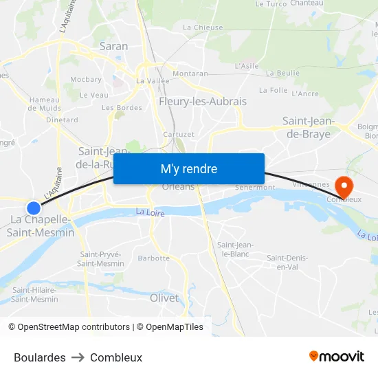 Boulardes to Combleux map