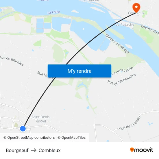 Bourgneuf to Combleux map