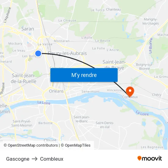 Gascogne to Combleux map
