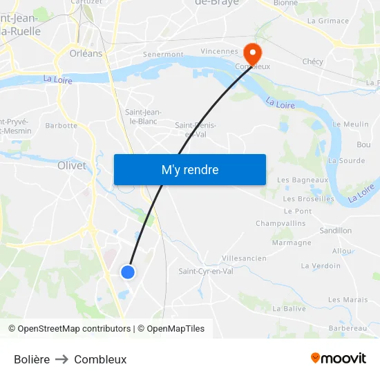 Bolière to Combleux map