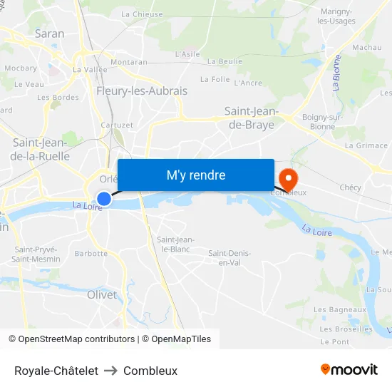 Royale-Châtelet to Combleux map