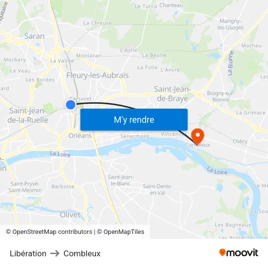 Libération-Interives to Combleux map
