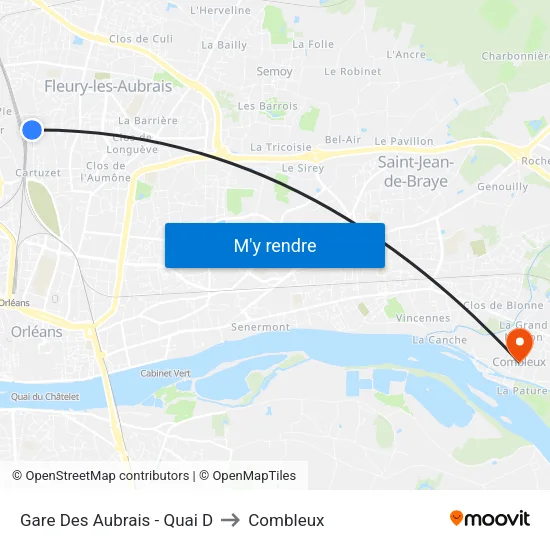 Gare Des Aubrais - Quai D to Combleux map
