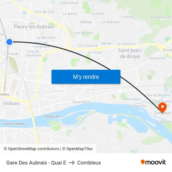 Gare Des Aubrais - Quai E to Combleux map