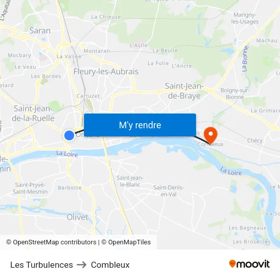 Les Turbulences to Combleux map