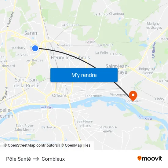Pôle Santé to Combleux map