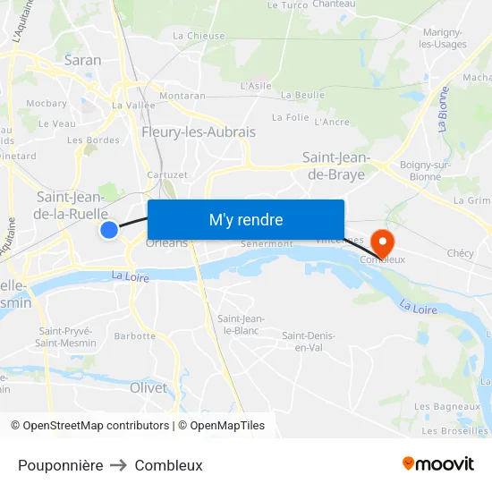 Pouponnière to Combleux map