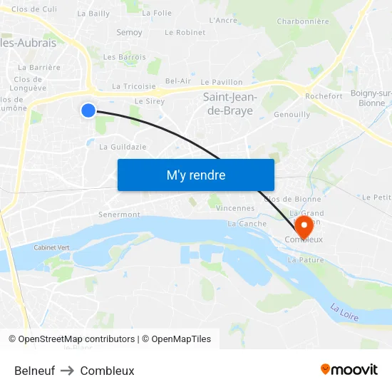 Belneuf - Quai A to Combleux map