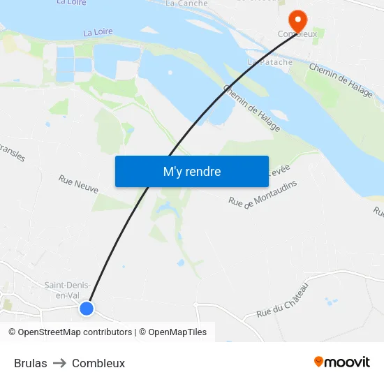 Brulas to Combleux map