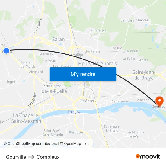Gourville to Combleux map