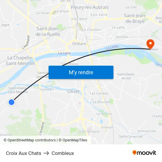 Croix Aux Chats to Combleux map