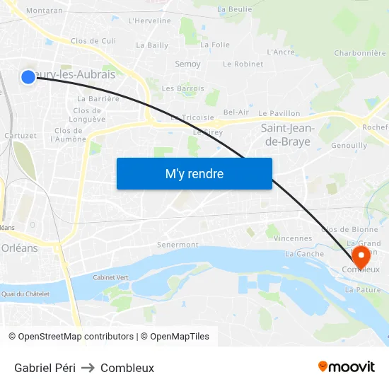 Gabriel Péri to Combleux map