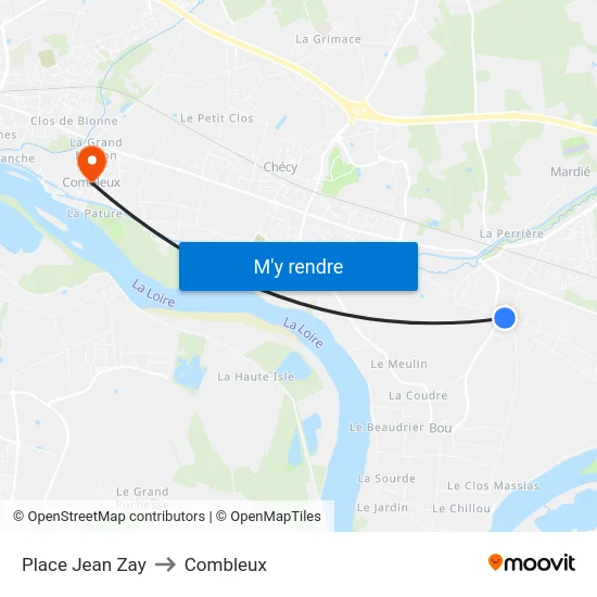 Place Jean Zay to Combleux map