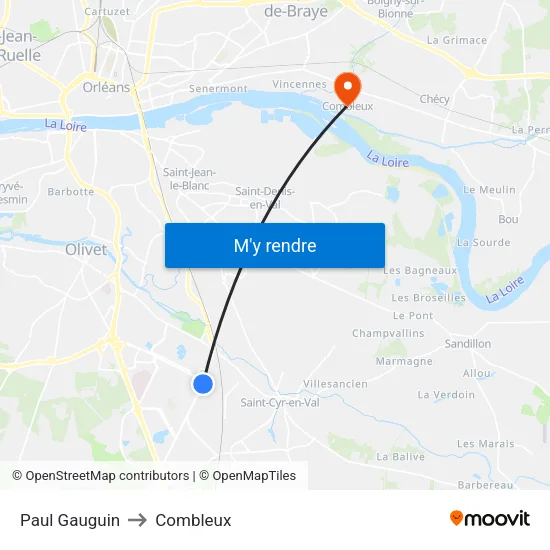 Paul Gauguin to Combleux map