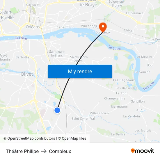 Théâtre Philipe to Combleux map