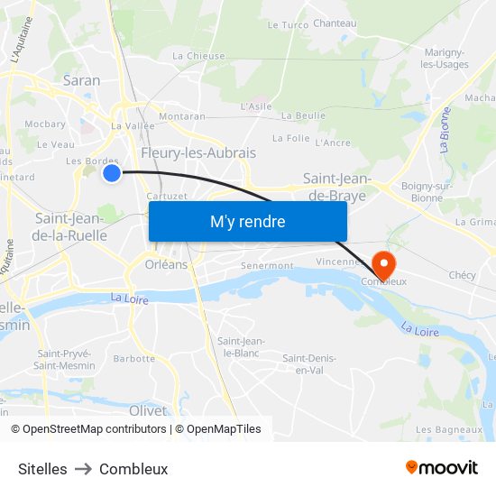 Sitelles to Combleux map