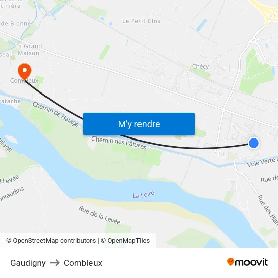 Gaudigny to Combleux map