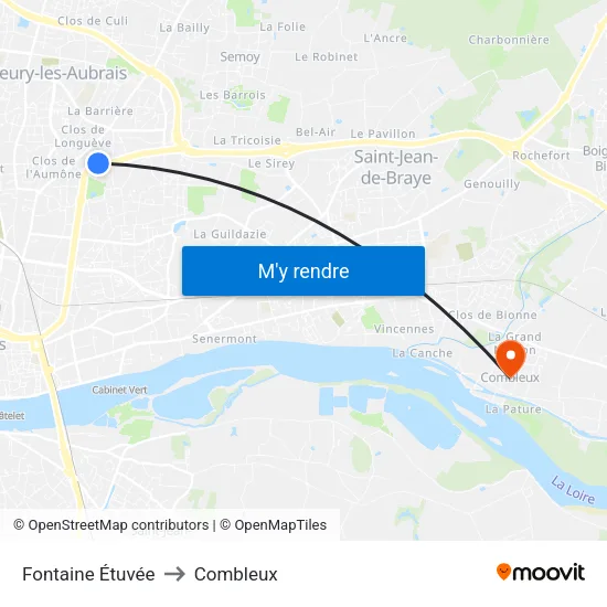 Fontaine Étuvée to Combleux map