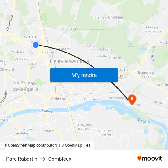 Parc Rabartin to Combleux map