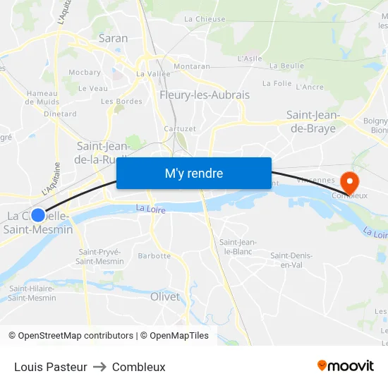 Louis Pasteur to Combleux map