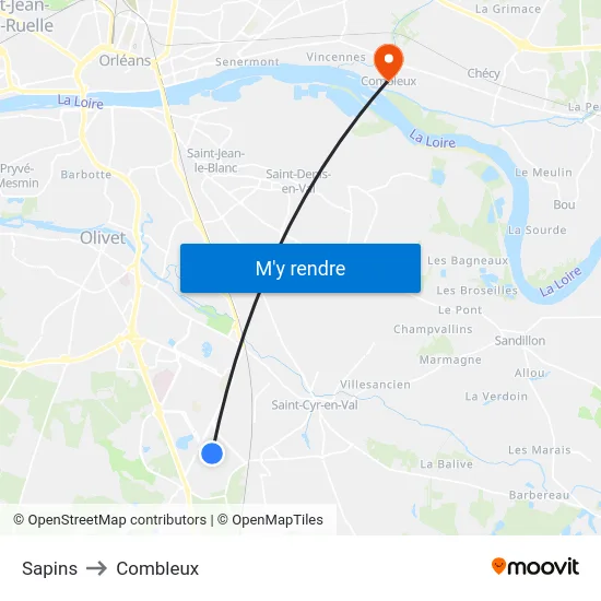 Sapins to Combleux map