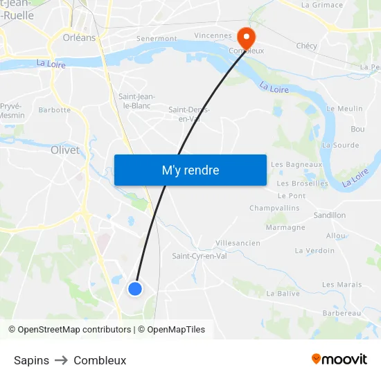 Sapins to Combleux map