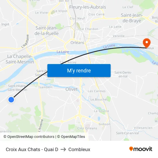 Croix Aux Chats - Quai D to Combleux map